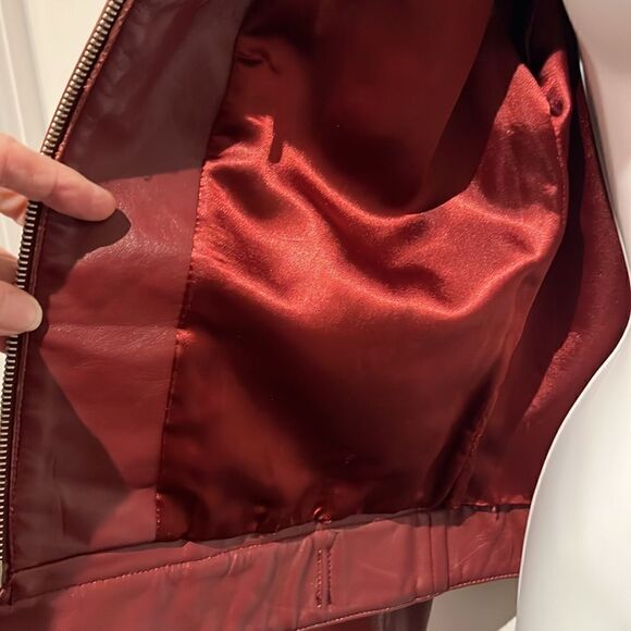Hugo Buscati Maroon‎ Leather Moto Biker Jacket Size S - Picture 11 of 13